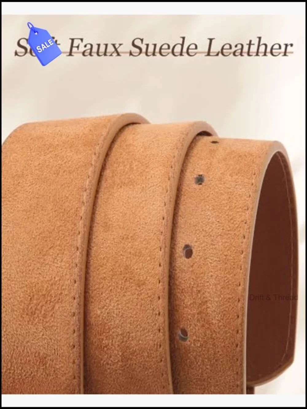 Chunky Wide Faux Suede Belt with Gold Buckle for Dresses & Coats Adjustable